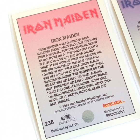 Rare 2x 1991 Iron Maiden Trading Vintage Collectors Cards Set of 2 - Picture 5 of 9